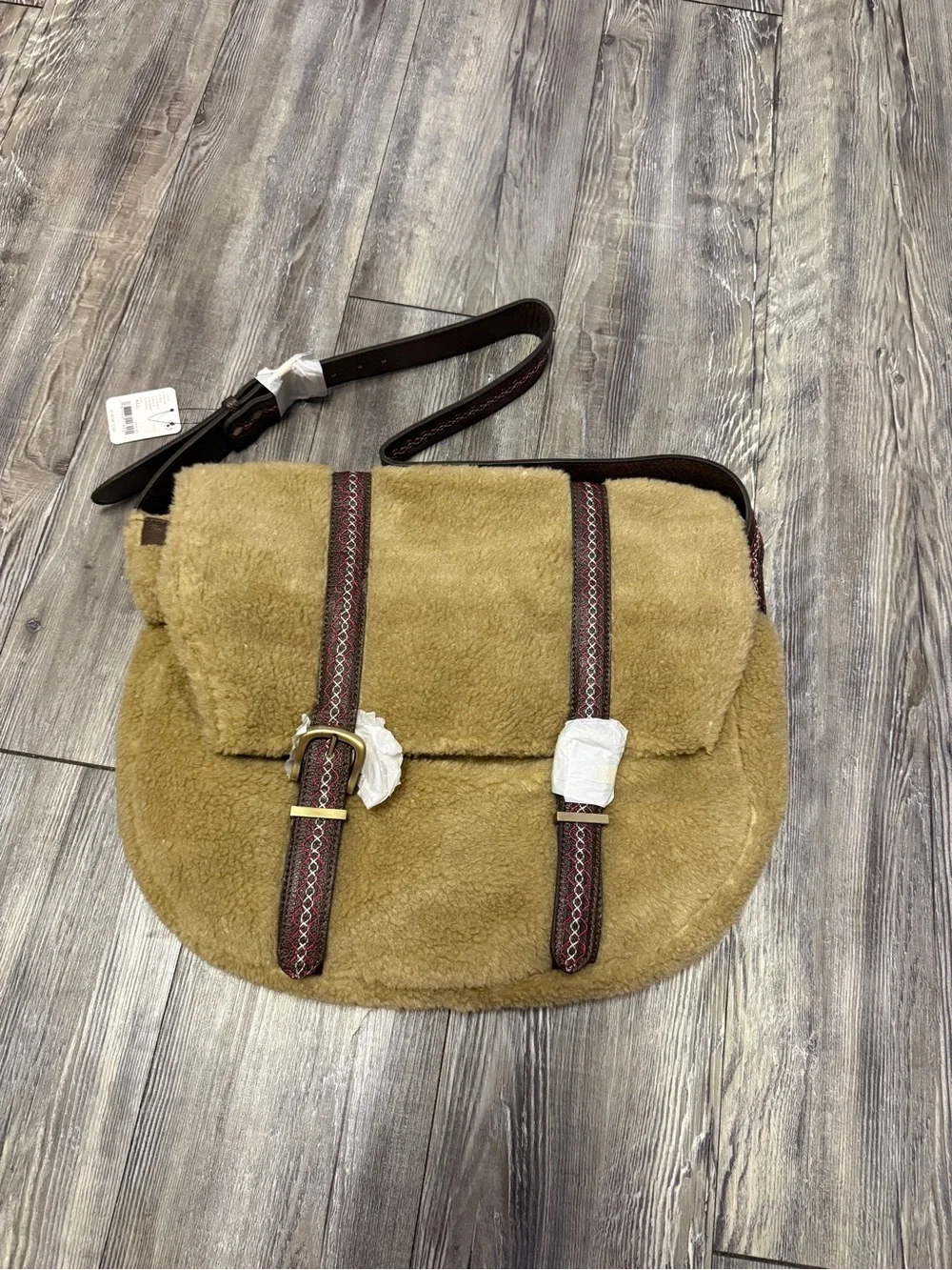 Free People Elias Faux Shearling Messenger Bag